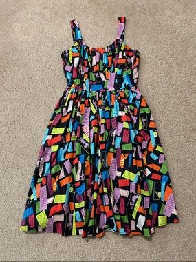 Disney Parks Monsters Inc Black Dress with Multicolor Door Print